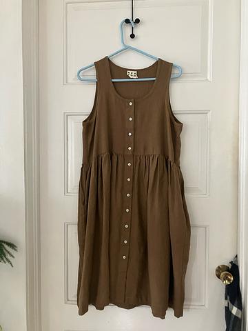 a line midi summer dresses Blue and Ivory Print Midi Summer Dress with Buttons Ivory Blue Stripe Floral / XSmall